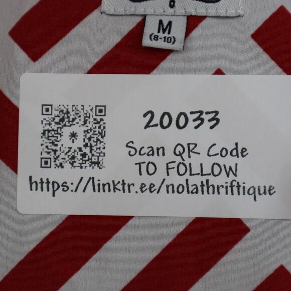 Mud Pie Shirt Womens M Red White Sleeveless Button Polyester Geometric Blouse - Picture 16 of 16